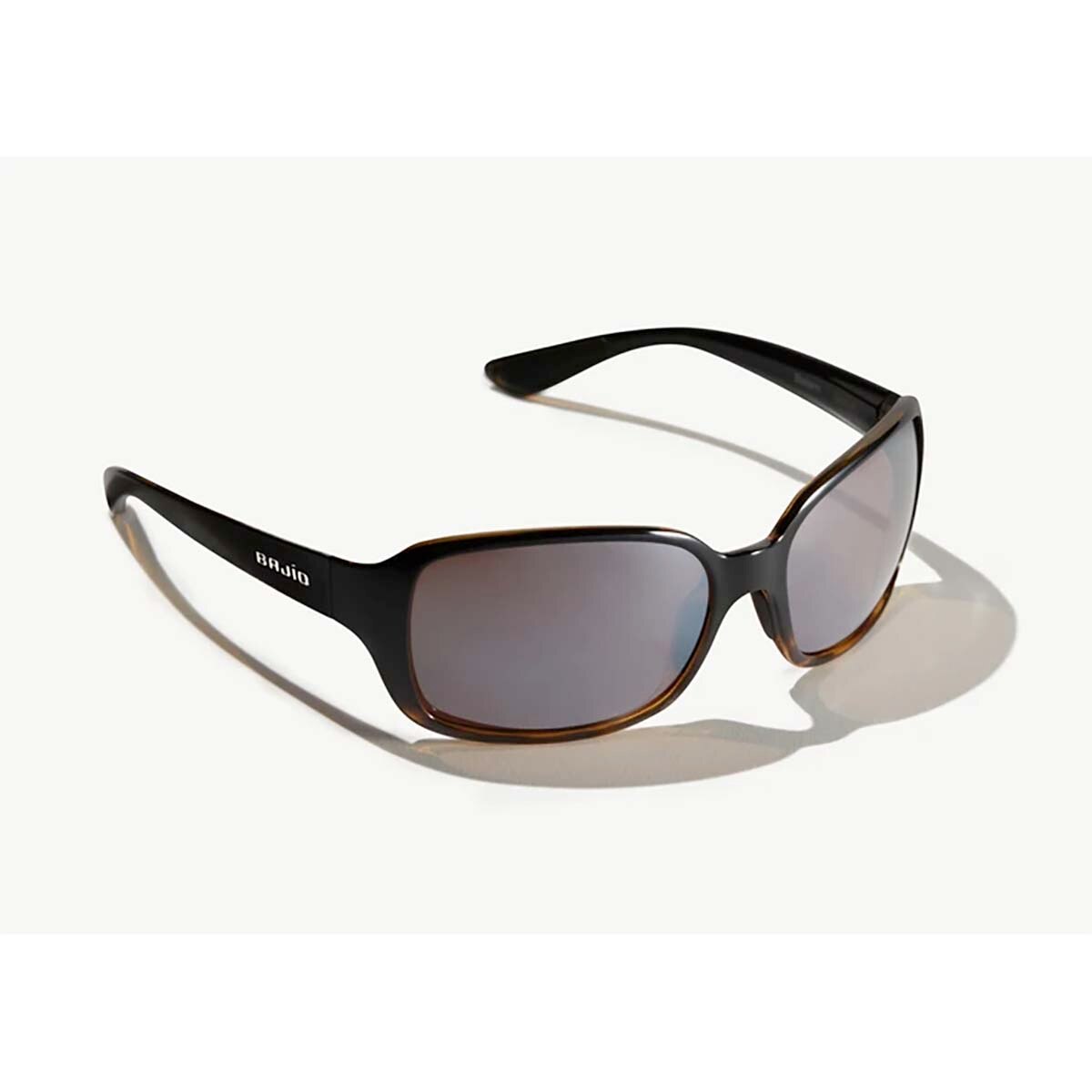 Bajio Balam Sunglasses Polarized in Black and Tortoise Split Gloss with Silver Glass